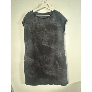 OSKA Women Black Grey Houndstooth Plaid Shift Dress Size 3 Wool Blend Cap Sleeve